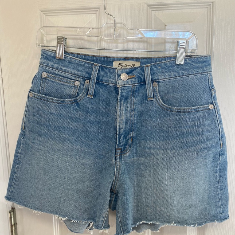 Madewell Women's Light Blue High Waist Shorts